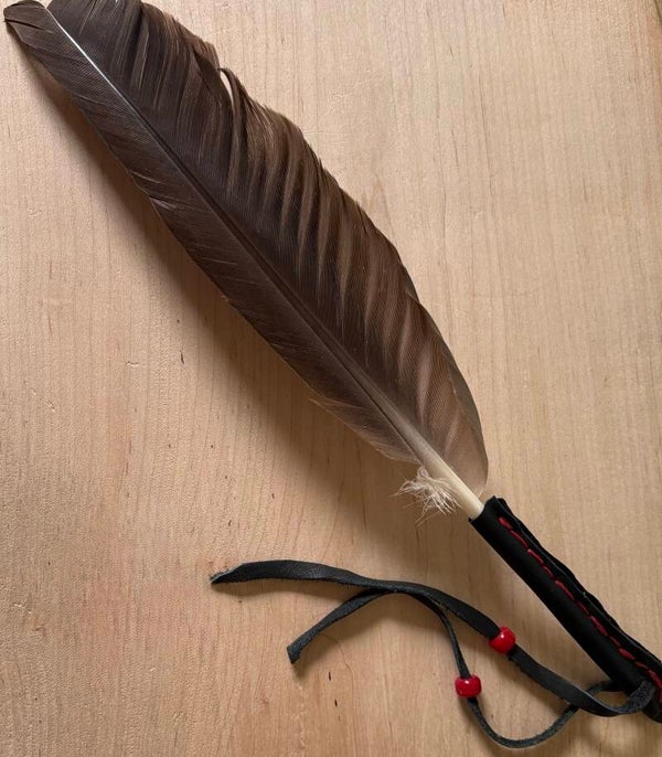 Leather Wrapped Goose Feather