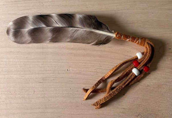 Leather Wrapped Pheasant Feather