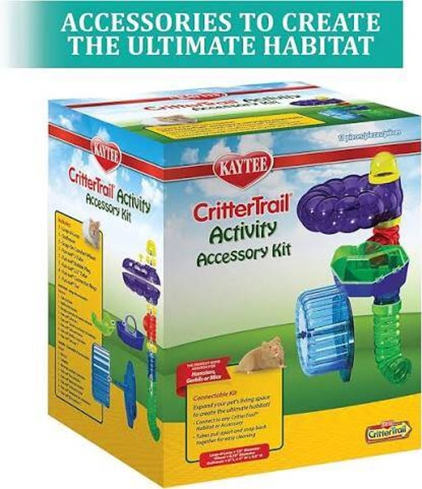 Kaytee CritterTrail Activity Habitat Accessory Kit Loop 7.5" Dia, Wheel 6.75" Dia, Outhouse 6"L X 4"W X 3.5"H
