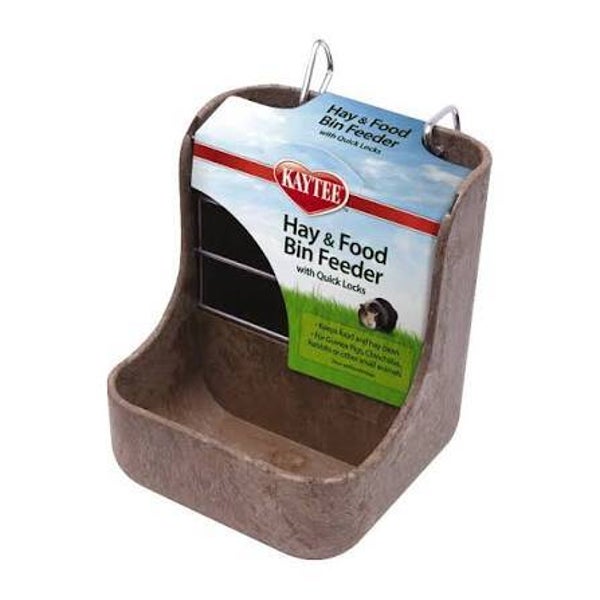 Kaytee Hay & Food Bin Feeder with Quick Locks for Pet Rabbits Guinea Pigs & Small Animals