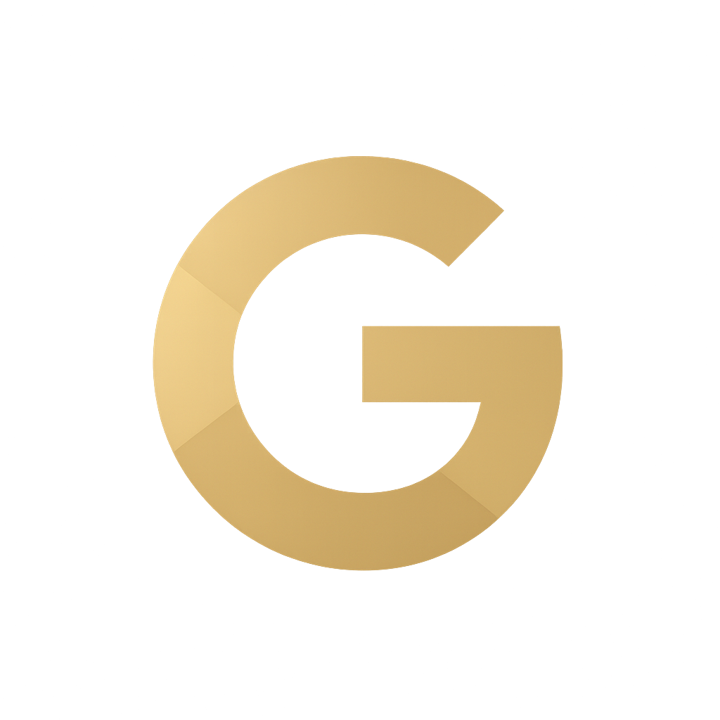 Icône Google stylisée en doré pour l'accès au compte