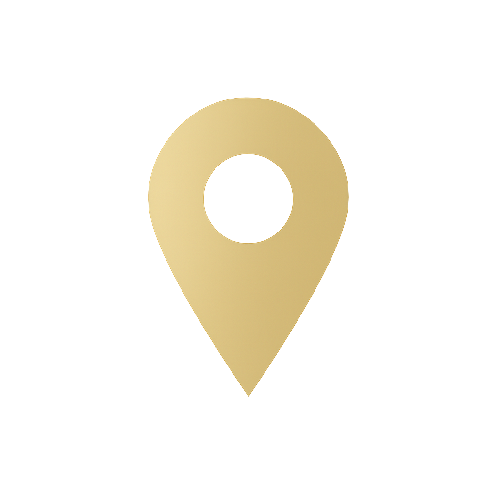 Icône dorée de localisation représentant l'adresse