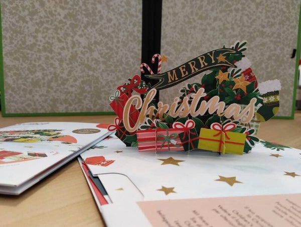 Biglietto Origamo Pop Up Pacchi Merry Christmas