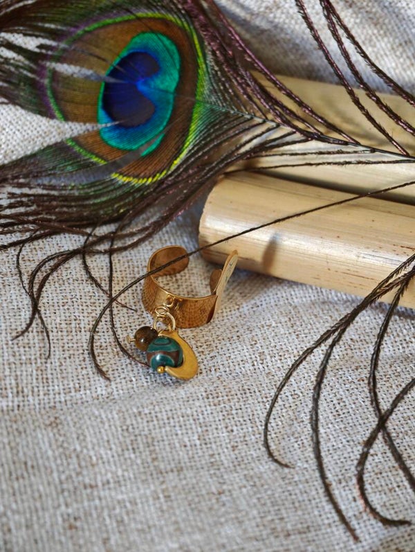 Regard Sauvage – Bague Agate Tibétaine & Œil de Tigre