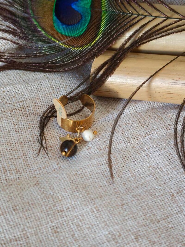 Étoile Fauve – Bague Œil de Tigre & Magnésite