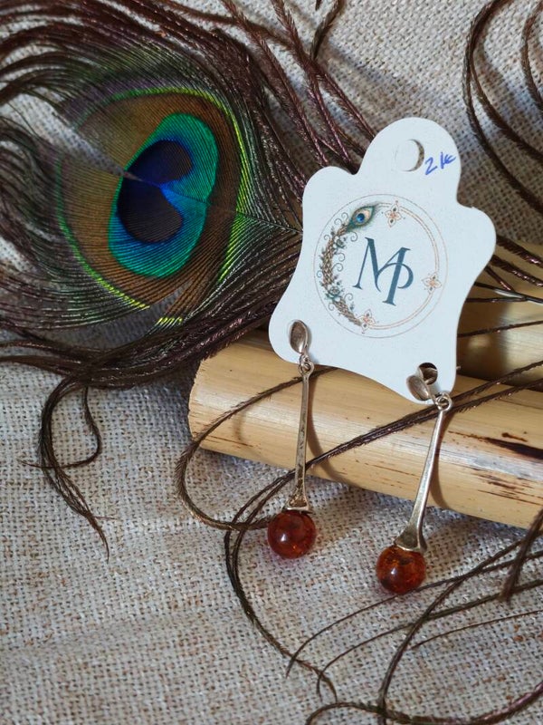 Larmes de Soleil – Boucles d'Oreilles Pendantes Ambre