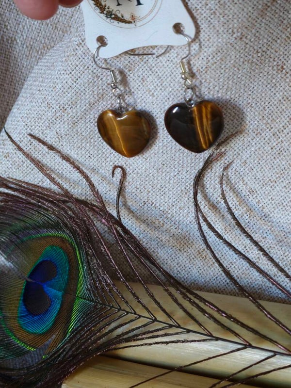 Cœur de Courage – Boucles d'Oreilles Œil de Tigre