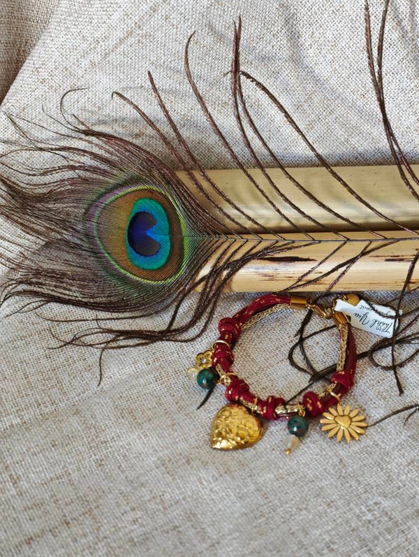 Regard d'Orient – Bracelet Bandana Agate Œil Tibétain & Quartz Rutilé