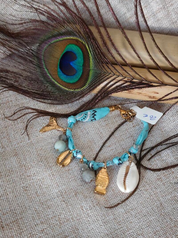 Écume Sauvage – Bracelet Bandana Amazonite & Labradorite