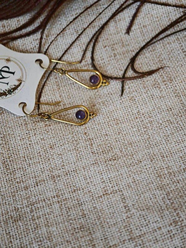 Éclat Violet – Boucles d'Oreilles Laiton & Améthyste