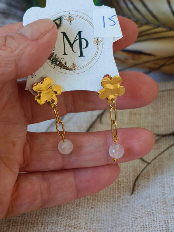 Tendresse Rosée – Boucles d'Oreilles Quartz Rose