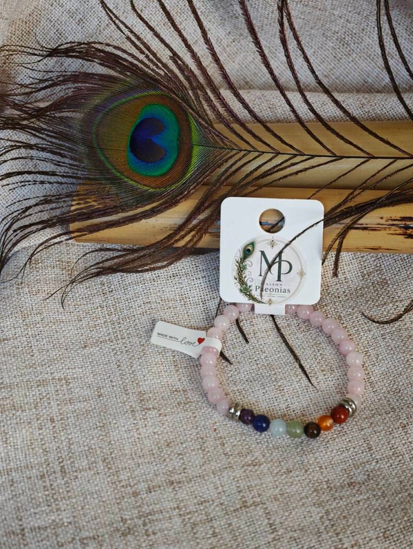 Harmonie des Chakras – Bracelet Quartz Rose & 7 Chakras