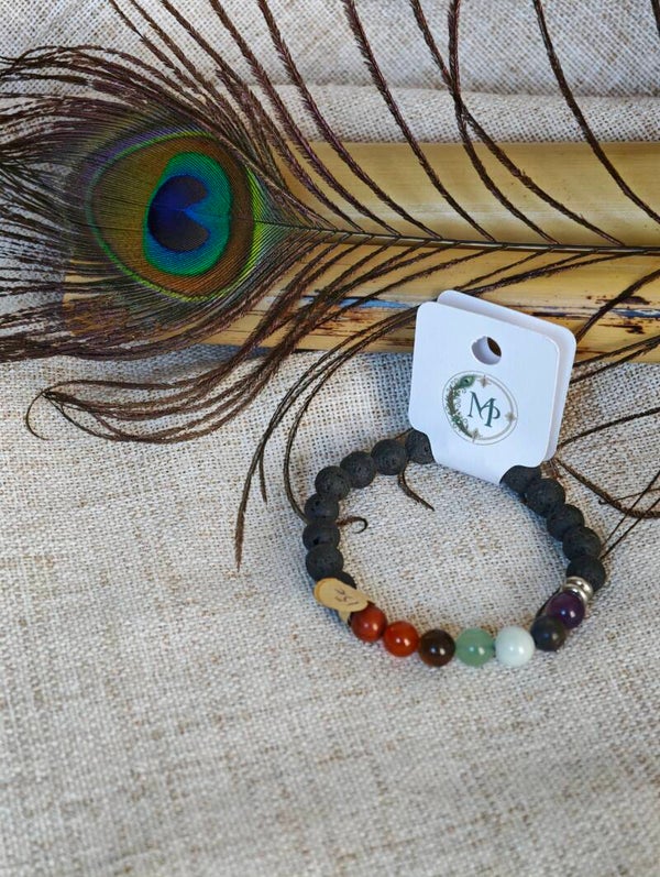 Harmonie des Énergies – Bracelet Pierre de Lave & 7 Chakras