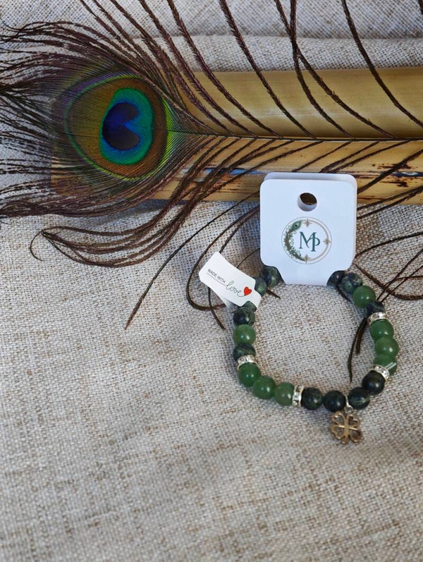 Trèfle de Chance – Bracelet Aventurine & Jaspe Kambaba