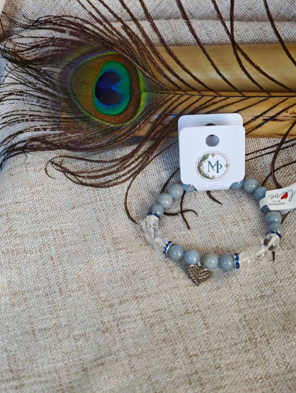 Douce Harmonie – Bracelet Angélite & Cristal de Roche