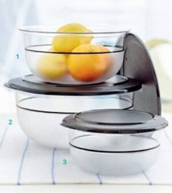 Set Exclusieve Schalen, 1,1L 2,1L 3,5L, Zwart