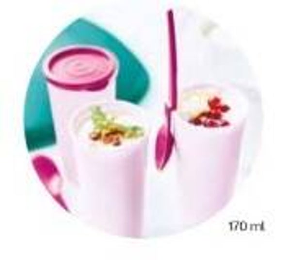 Set Classieke TupperBekers, 3 stuks, Rood-Wit
