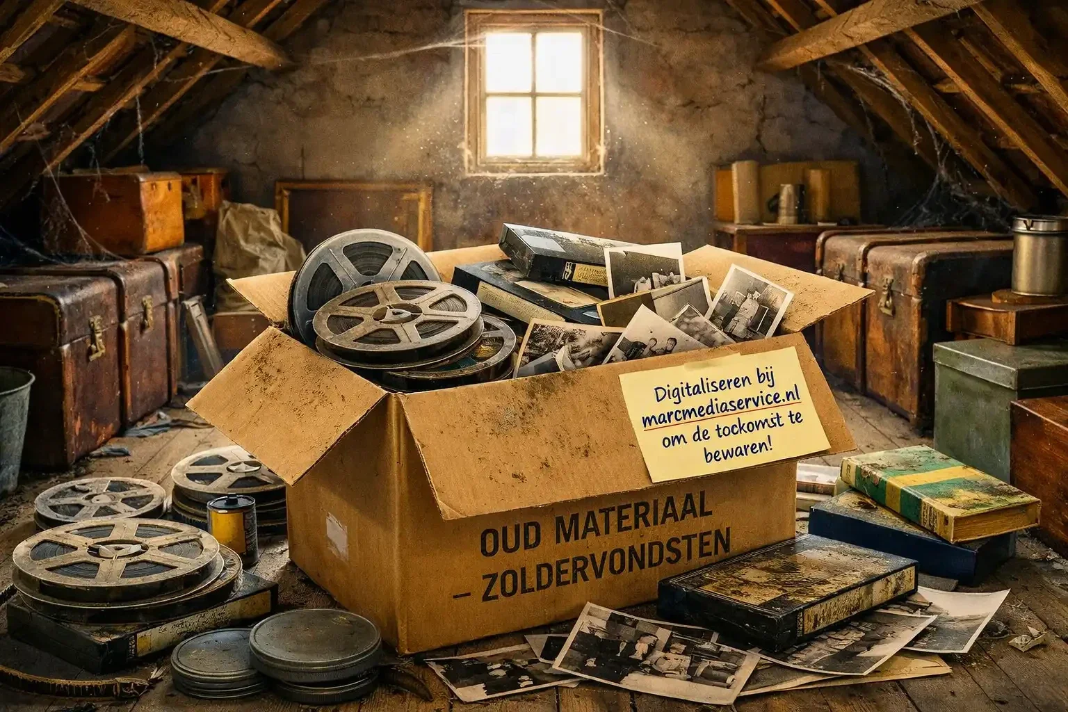 Oude 8mm films en videobanden gevonden in doos op zolder