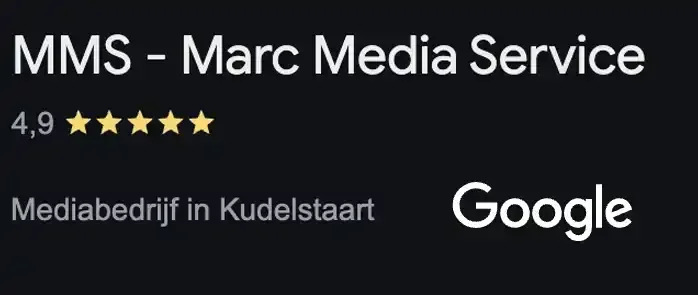 5 sterren rating op Google  reviews| marcmediaservice.nl