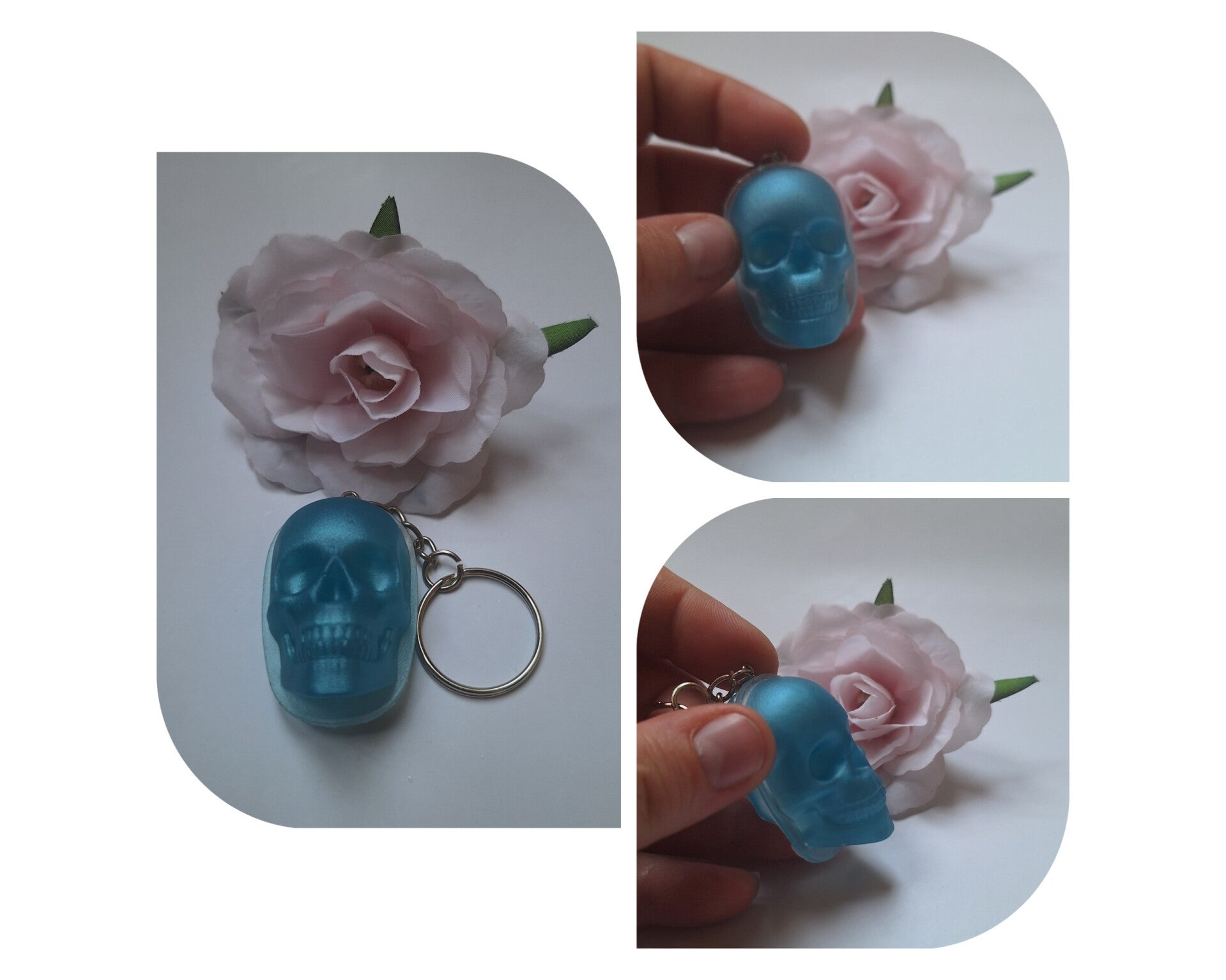 Totenkopf Schlüsselanhänger Hellblau