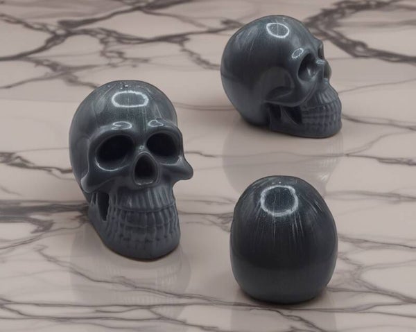 Deko Totenkopfschädel Silber/Grau