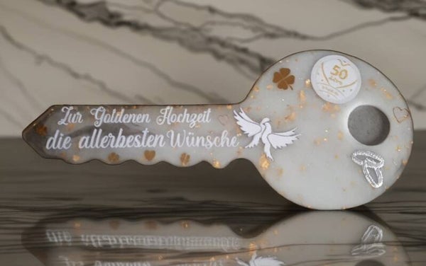 Geschenkidee Schlüssel Goldene Hochzeit