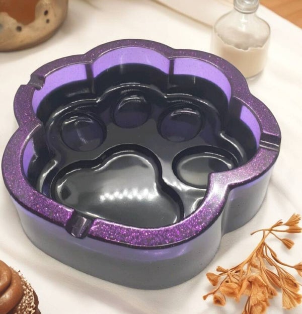 Pfotenaschenbecher Lila/Schwarz