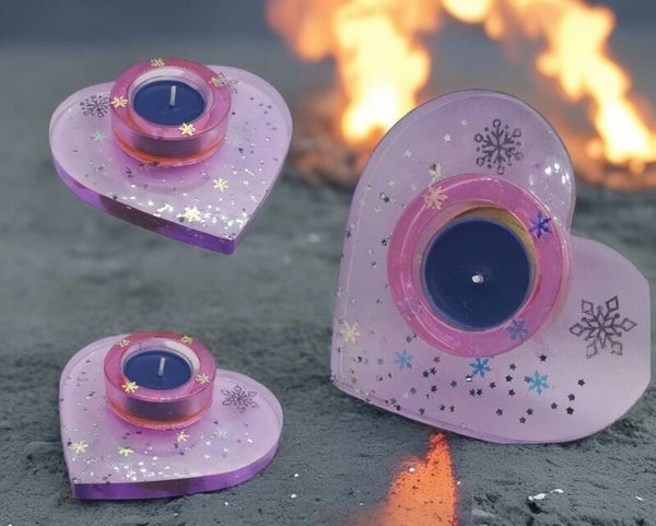 B-Ware Teelichthalter auf Herz Weihnachtlich gestaltet