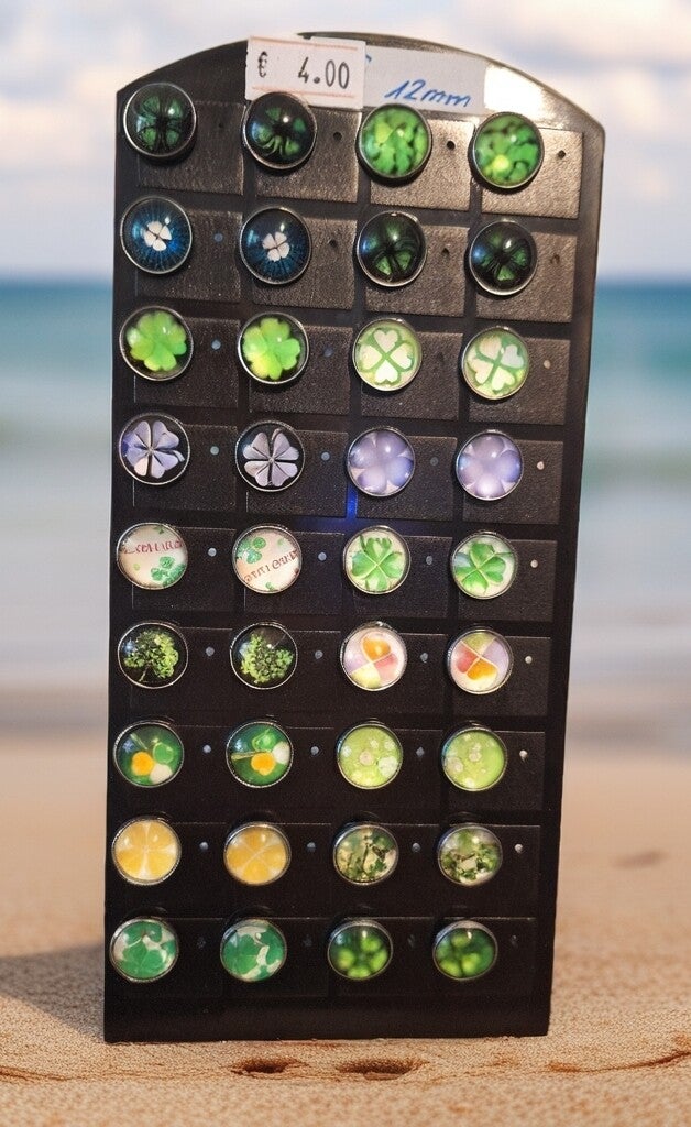 Cabochonohrstecker Kleeblattmotive 12mm