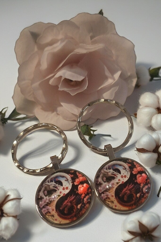 Schlüsselanhänger Cabochon Drache