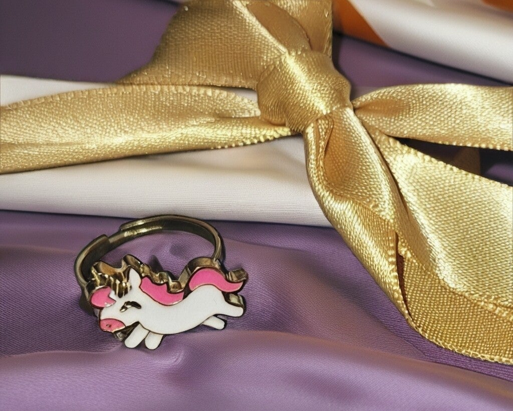 Kinderring Einhorn Weiß/Rosa