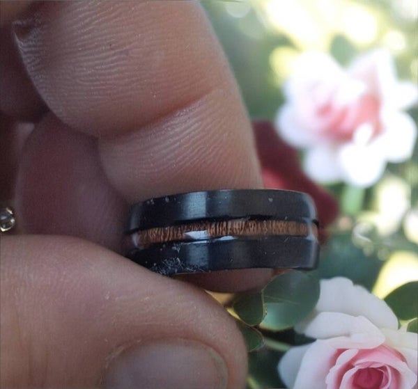 Edelstahl Holz Design Ring Size 18