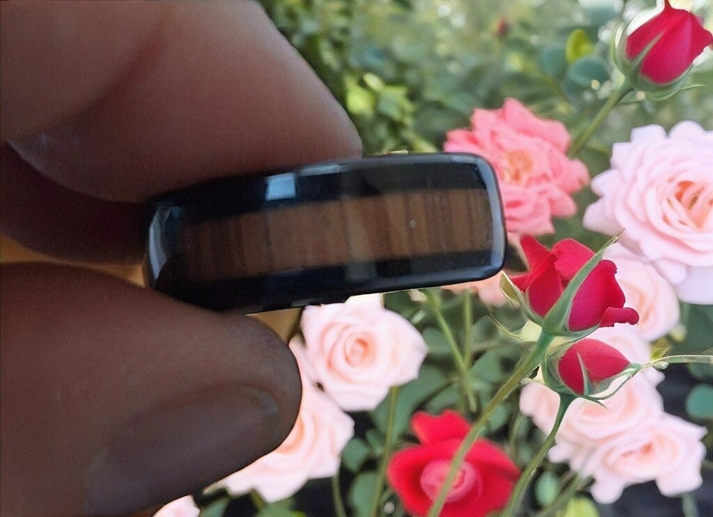 Edelstahl Holz Design Ring Size 20