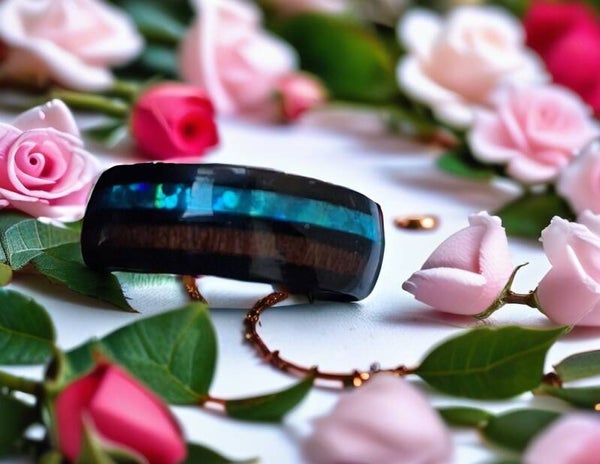 Edelstahl Holz Design Ring Size 21