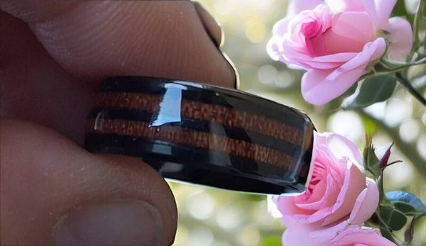 Edelstahl Holz Design Ring Size 21