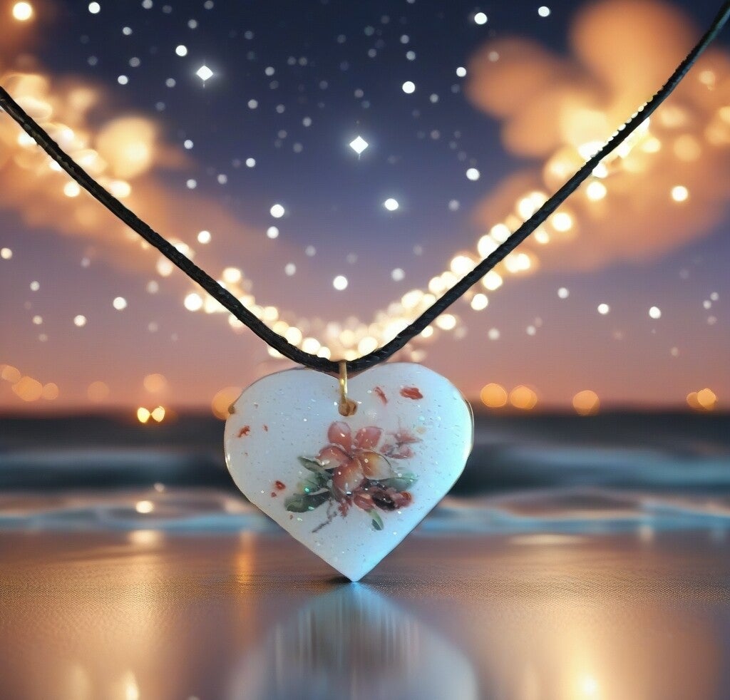 Kette Herz mit Blume