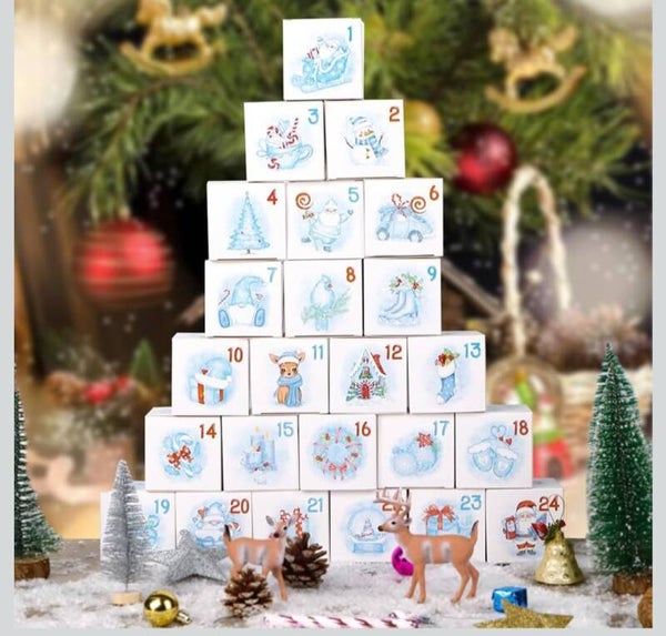 Adventskalender Schachteln Weiß/Blau