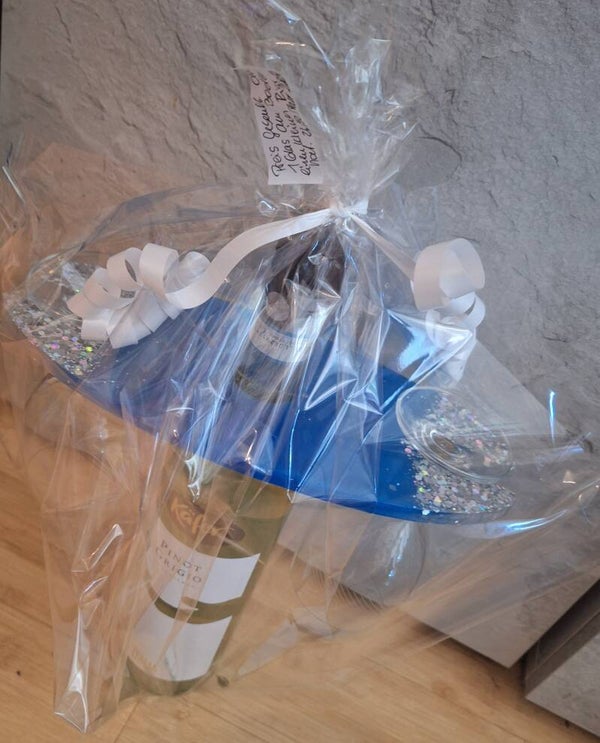 Weinglashalter Set Blau/Silber