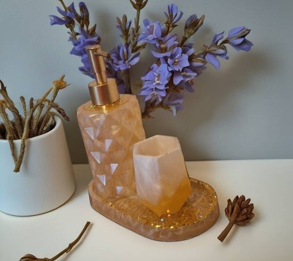 Seifenspender Set Gold/Weiß