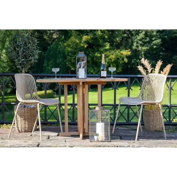 Branson Tuinstoel – Zand & Zwart | Stapelbaar | Doos van 4