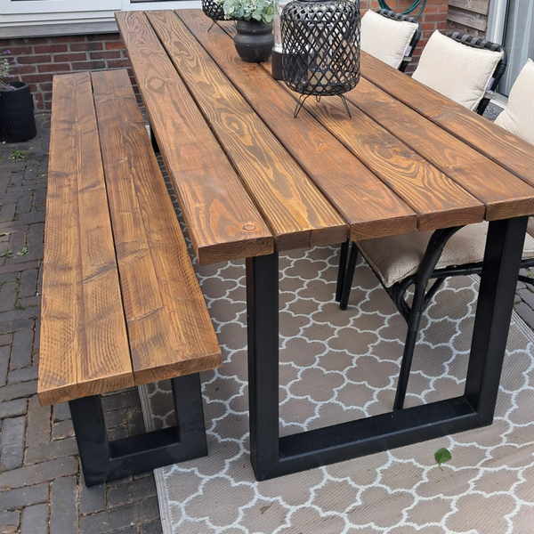 Houten tuinbank op maat van massief douglashout