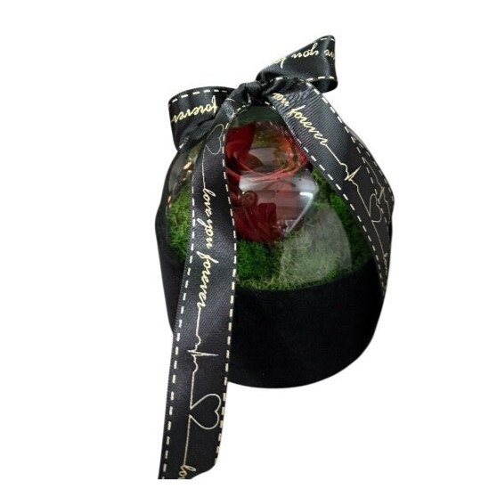 Forever rose on a black velvet box