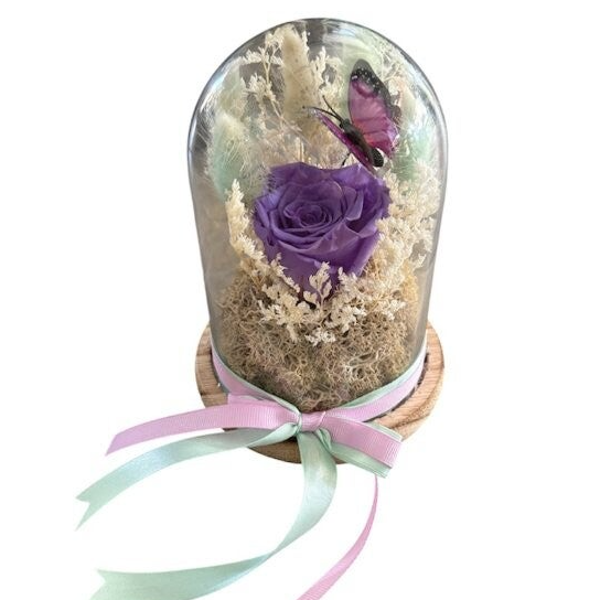 Forever purple rose in a glass dome (3)