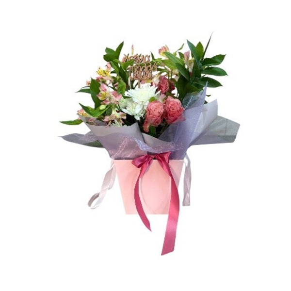 Statice flowers in a paper bag