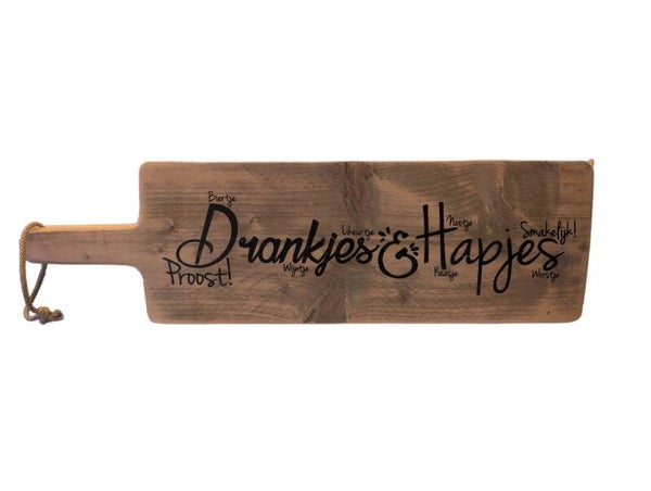 Houten tapasplank Drankjes & Hapjes