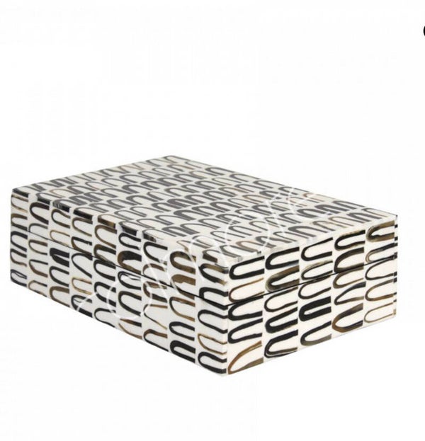 COLMORE DOOS ZWART/WIT RESIN 25X15X8