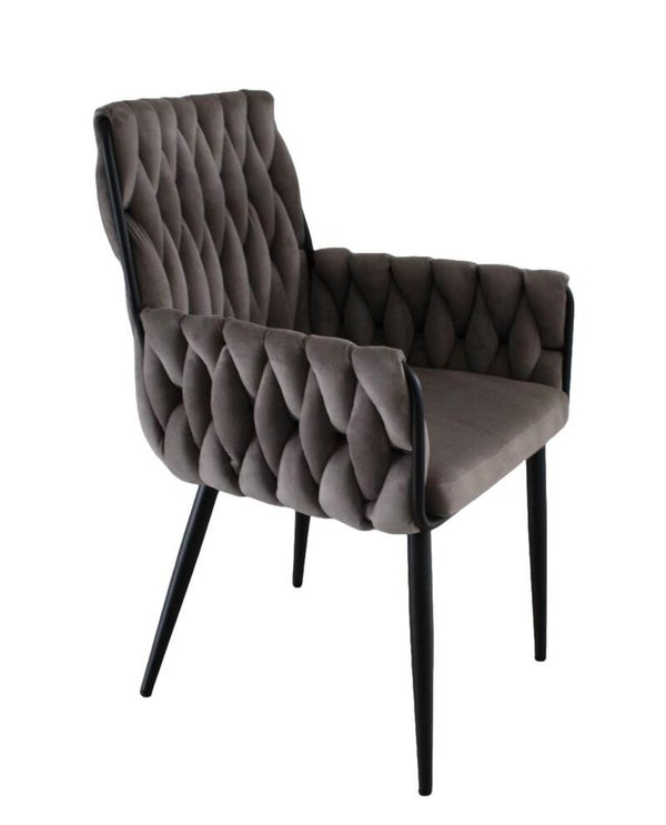 A&B DESIGN High  Wave chair Eetkamerstoel Velvet Zand/Taupe Set van 2