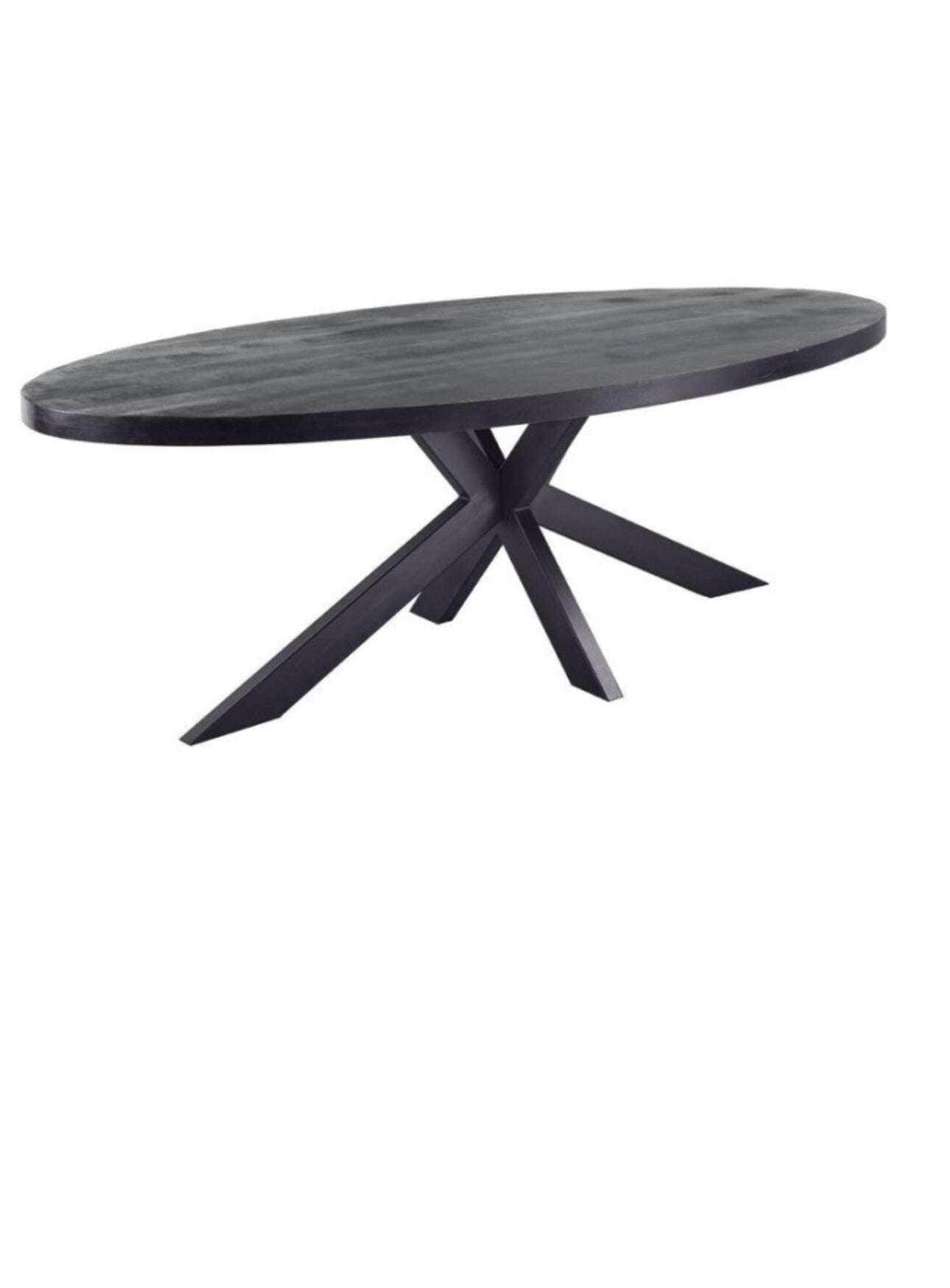 Eettafel Ovaal Zwart Met Spinpoot 240x100x78cm