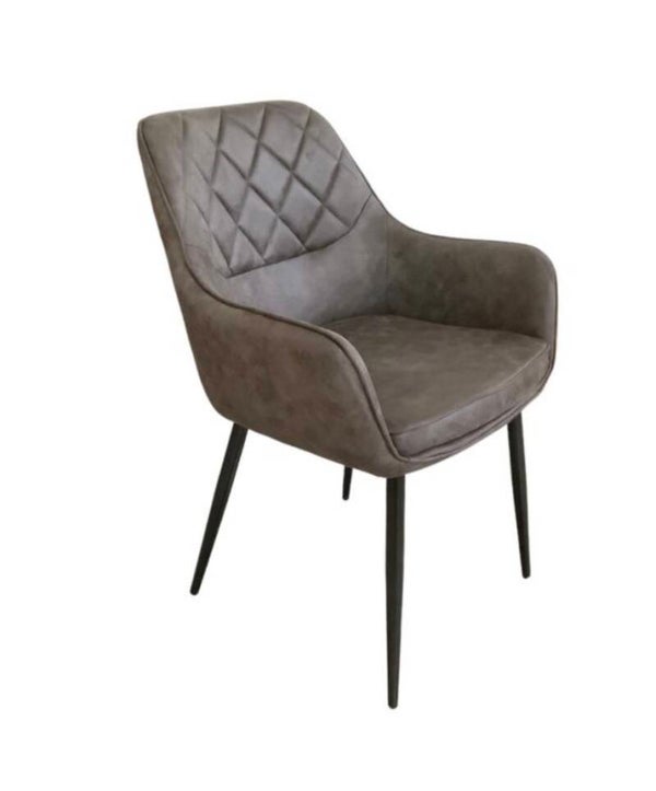 Eetkamerstoel Rowan Grijs Microvezel Met Arm