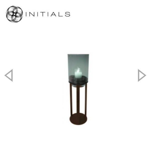 Initials Windlicht sokkel Metaal Open (Brown) Set van 2